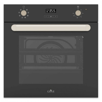 Духова шафа Castle CO-602B, Black, 2170W, електрична, 73л, висувні поворотні перемикачі з підсвічуванням, 8 режимів приготування, конвекція, гриль, 2 ТЕНи, розморожування, дверь з подвійним склом та дотягом, сенсорний таймер, ширина 60см