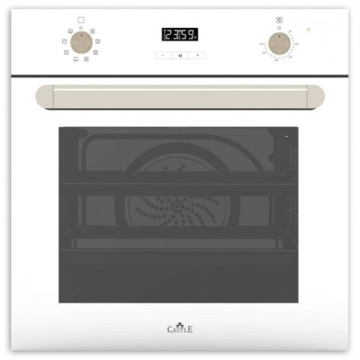 Духова шафа Castle CO-602W, White, 2170W, електрична, 73л, висувні поворотні перемикачі з підсвічуванням, 8 режимів приготування, конвекція, гриль, 2 ТЕНи, розморожування, дверь з подвійним склом та дотягом, сенсорний таймер, ширина 60см