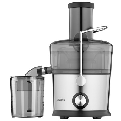 Соковитискач Ardesto JEG-800, Black/Silver, відцентрова, 800Вт, ємність для соку 1000мл, 2 швидкості, горловина "ціле яблуко" 75мм, малошумний двигун, протиковзні ніжки