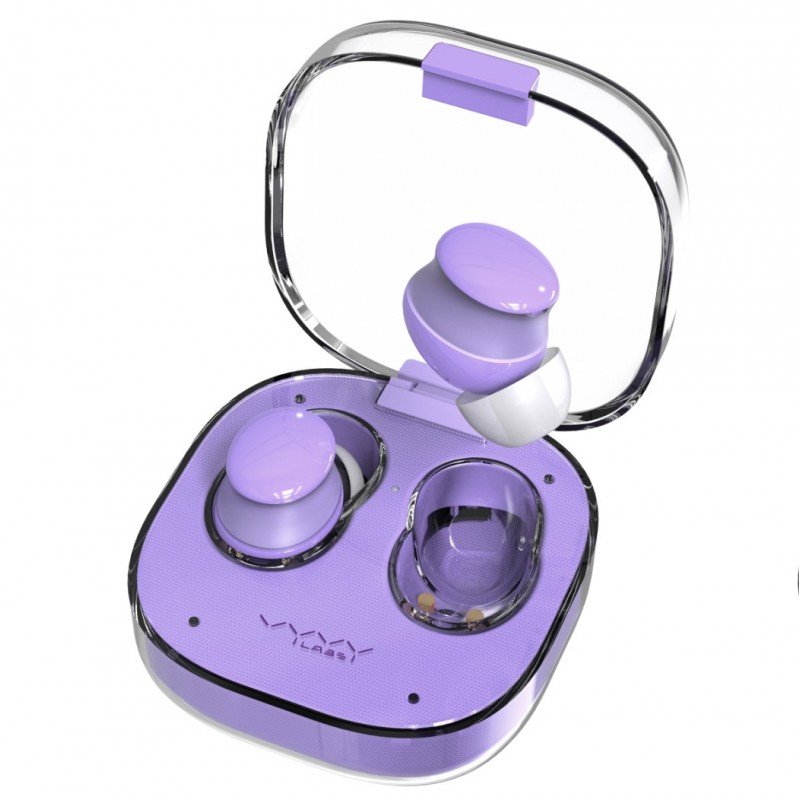 Навушники бездротові Vyvylabs Binkus TWS, Purple, Bluetooth, мікрофон, динаміки 10 мм, технологія шумозаглушення ENC, акумулятор: 35 mAh / 300 mAh (кейс), Type-C (VGDTS1)