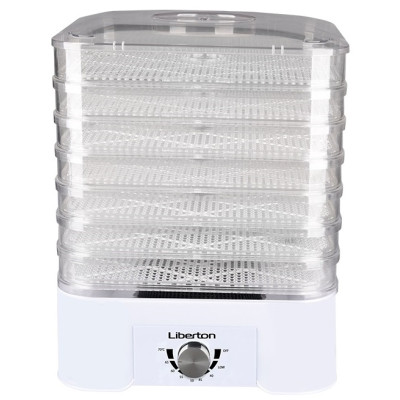 Сушарка овочів та фруктів Liberton LFD-5526P, White, 520W, механічне керування, об'єм 15л, 7+1 ярусів, висота 3см, діапазон температури 35-70C