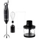 Блендер Liberton LHB-0303 Black, 800W, занурювальний, плавне регулювання швидкості + Турбо, аксесуари: вінчик для збивання, мірний стакан (600мл), чаша подрібнювача (400мл),