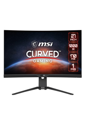 Монітор вигнутий 27" MSI G272CQP, Black, WLED, VA, 2560x1440 (16:9), 1 мс, 170 Гц, 300 кд/м², 3000:1, 1000R, 178°/178°, 2xHDMI/DP, VESA 100x100 мм, FreeSync Premium