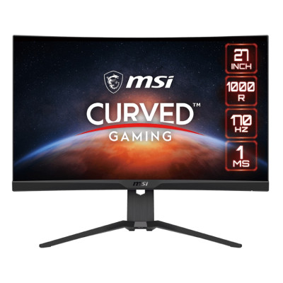 Монітор вигнутий 27" MSI G272CQP, Black, WLED, VA, 2560x1440 (16:9), 1 мс, 170 Гц, 300 кд/м², 3000:1, 1000R, 178°/178°, 2xHDMI/DP, VESA 100x100 мм, FreeSync Premium