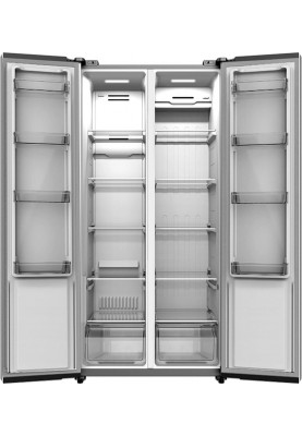 Холодильник Side by side Edler ED-430IP, Steel, No frost, загальний об'єм 429L, корисний об'єм 249L/180L, дисплей, електронне керування, інверторний компресор, LED освітлення, суперзаморожування, режим "відпустка", А+, 180x83.6x62см
