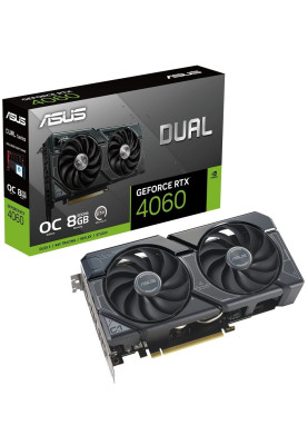 Відеокарта GeForce RTX 4060, Asus, DUAL OC, 8Gb GDDR6, 128-bit, HDMI/3xDP, 2535/17000 MHz, 8-pin (DUAL-RTX4060-O8G)