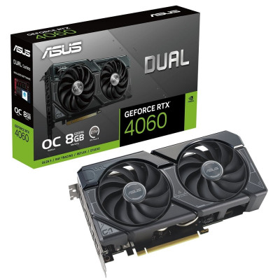 Відеокарта GeForce RTX 4060, Asus, DUAL OC, 8Gb GDDR6, 128-bit, HDMI/3xDP, 2535/17000 MHz, 8-pin (DUAL-RTX4060-O8G)
