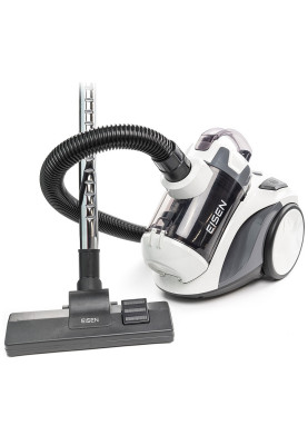 Пилосос Eisen EVC-390W ECO Cyclone White, 900W, контейнер, об'єм пилозбірника 2л, універсальна щітка підлога/килим; 2в1 для м'яких меблів і щілинна, HEPA-фільтр, регулювання потужності на корпусі, технологія Multi-Cyclone, мікрофільтр