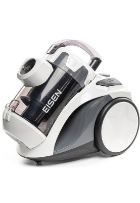 Пилосос Eisen EVC-390W ECO Cyclone White, 900W, контейнер, об'єм пилозбірника 2л, універсальна щітка підлога/килим; 2в1 для м'яких меблів і щілинна, HEPA-фільтр, регулювання потужності на корпусі, технологія Multi-Cyclone, мікрофільтр