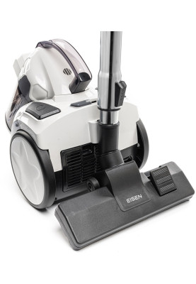 Пилосос Eisen EVC-390W ECO Cyclone White, 900W, контейнер, об'єм пилозбірника 2л, універсальна щітка підлога/килим; 2в1 для м'яких меблів і щілинна, HEPA-фільтр, регулювання потужності на корпусі, технологія Multi-Cyclone, мікрофільтр