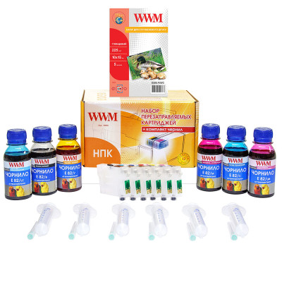 НПК WWM Epson Stylus Photo T50/59, TX650/659, R270/290/295/390, RX590/610/615/690, з чіпами, 6x100 мл чорнила E82 (RC.T082T)