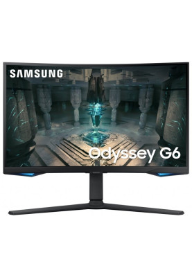 Монітор вигнутий 27" Samsung Odyssey G6, Black, WLED, VA, 2560x1440 (16:9), 1 мс, 240 Гц, 350 кд/м², 2500:1, 1000R, 178°/178°, 2xHDMI/DP, 2xUSB 3.0, RJ45, Smart, Tizen, Wi-Fi, Bluetooth, VESA 100x100 мм, FreeSync Premium Pro (LS27BG650EIXUA)