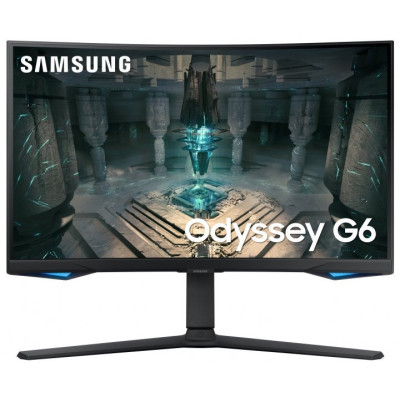 Монітор вигнутий 27" Samsung Odyssey G6, Black, WLED, VA, 2560x1440 (16:9), 1 мс, 240 Гц, 350 кд/м², 2500:1, 1000R, 178°/178°, 2xHDMI/DP, 2xUSB 3.0, RJ45, Smart, Tizen, Wi-Fi, Bluetooth, VESA 100x100 мм, FreeSync Premium Pro (LS27BG650EIXUA)