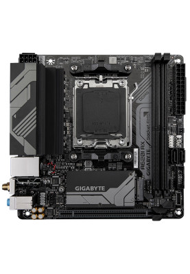 Материнська плата AM5 Gigabyte A620I AX, A620, 2xDDR5, Int.Video (CPU), 2xSATA3, 1xM.2, 1xPCI-E 4.0 x16, Realtek 7.1, Realtek 2.5Gb, WiFi 6E, Bluetooth 5.3, 4xUSB3.2/4xUSB2.0/2xUSB Type-C 3.2, HDMI/DP, Mini-ITX