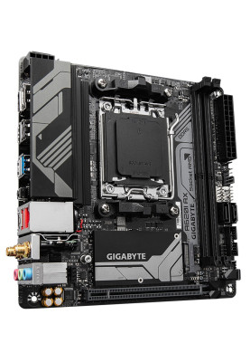 Материнська плата AM5 Gigabyte A620I AX, A620, 2xDDR5, Int.Video (CPU), 2xSATA3, 1xM.2, 1xPCI-E 4.0 x16, Realtek 7.1, Realtek 2.5Gb, WiFi 6E, Bluetooth 5.3, 4xUSB3.2/4xUSB2.0/2xUSB Type-C 3.2, HDMI/DP, Mini-ITX