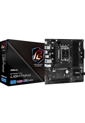 Материнська плата LGA1700, ASRock B760M PG Lightning, B760, 4xDDR5, Int.Video(CPU), 4xSATA3, 3xM.2, 1xPCI-E 5.0 x16, 1xPCI-E 3.0 x16, 1xM.2 (Key E), ALC897, RTL8125BG, 6xUSB3.2/6xUSB2.0, HDMI/DP, CrossFire, MicroATX