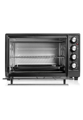 Електродуховка Holmer HEO-183СL Black, 1800w, 35л, конвекція, внутрішня підсвітка, в комплекті деко з антипригарним покриттям та решітка гриль, індикатор роботи, таймер, 100°С-250°С, фіксація відкритого положення дверцят