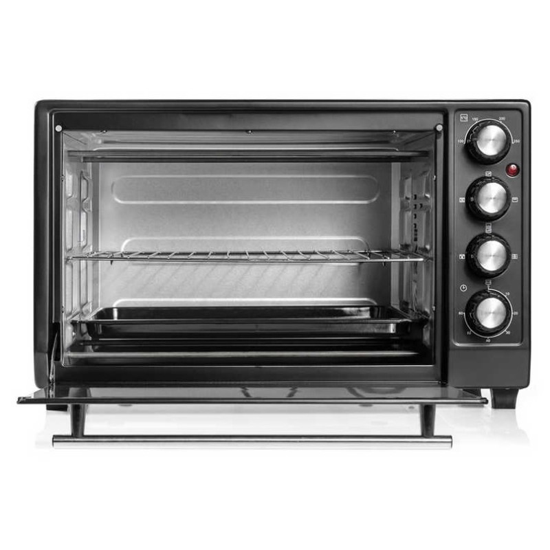 Електродуховка Holmer HEO-183СL Black, 1800w, 35л, конвекція, внутрішня підсвітка, в комплекті деко з антипригарним покриттям та решітка гриль, індикатор роботи, таймер, 100°С-250°С, фіксація відкритого положення дверцят
