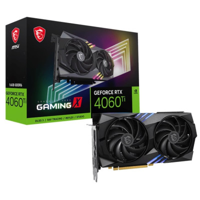 Відеокарта GeForce RTX 4060 Ti, MSI, GAMING X, 16Gb GDDR6, 128-bit, HDMI/3xDP, 2655/18000 MHz, 8-pin (RTX 4060 Ti GAMING X 16G)