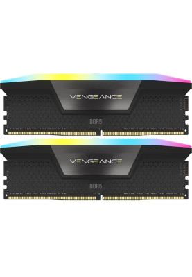 Пам'ять 32Gb x 2 (64Gb Kit) DDR5, 5200 MHz, Corsair Vengeance RGB, Black, 40-40-40-77, 1.25V, з радіатором (CMH64GX5M2B5200C40)