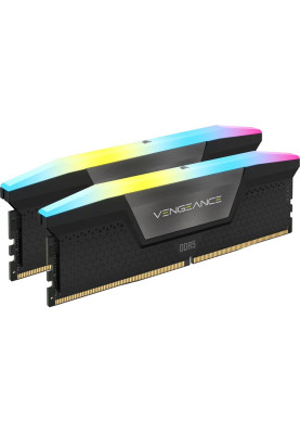 Пам'ять 32Gb x 2 (64Gb Kit) DDR5, 5200 MHz, Corsair Vengeance RGB, Black, 40-40-40-77, 1.25V, з радіатором (CMH64GX5M2B5200C40)