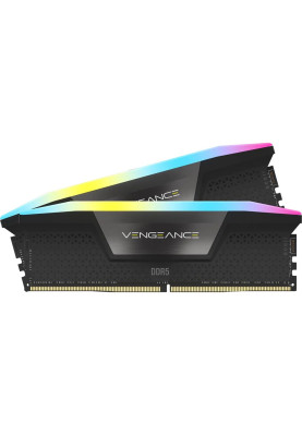 Пам'ять 32Gb x 2 (64Gb Kit) DDR5, 5200 MHz, Corsair Vengeance RGB, Black, 40-40-40-77, 1.25V, з радіатором (CMH64GX5M2B5200C40)