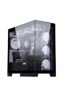 Корпус 2E Gaming FANTOM (GK701B), Black, без БП, Mini Tower, для Micro ATX / mini-ITX, 4x120 мм ARGB, бічна та передня панель із загартованого скла (2E-GK701B)