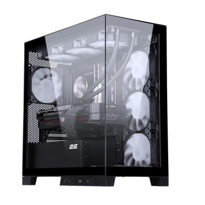 Корпус 2E Gaming FANTOM (GK701B), Black, без БП, Mini Tower, для Micro ATX / mini-ITX, 4x120 мм ARGB, бічна та передня панель із загартованого скла (2E-GK701B)