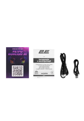 Ігрова приставка 2E "16 bit", Black, 913 ігор, 2 бездротові джойстики, microSD, HDMI підключення (2E16BHDWS913)