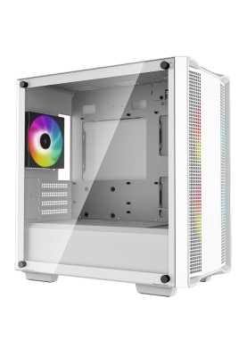 Корпус Deepcool CC360 ARGB, White, без БЖ, Mini Tower, Micro ATX / Mini ITX, макс. CPU - 165 мм / GPU - 320 мм, 1xUSB 3.0 / 1xUSB 2.0, 3x120 мм ARGB, бічна панель із загартованого скла (R-CC360-WHAPM3-G-1)