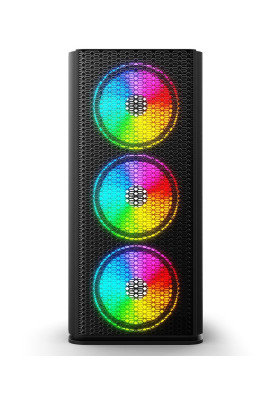 Корпус 2E Gaming Vertex Tempered Glass Black, без БЖ, Mid Tower, для ATX / Micro ATX / Mini ITX, 2xUSB 2.0, 1xUSB 3.0, 3x120 ARGB Fan, 3x140 ARGB Fan, бічна панель із загартованого скла (2E-GI01B)