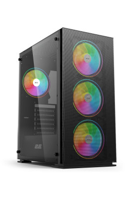 Корпус 2E Gaming Virtus Neo Tempered Glass Black, без БЖ, Mid Tower, для ATX / Micro ATX / Mini ITX, 2xUSB 2.0, 1xUSB 3.0, 1x120 ARGB Fan, 3x140 ARGB Fan, бічна панель із загартованого скла (2E-G3301N)