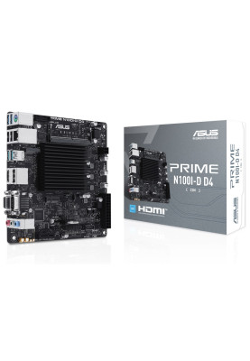 Мат.плата з процесором Asus PRIME N100I-D D4-CSM, N100 (4x3.4 GHz), 1xDDR4 SO-DIMM (Max. 16Gb), UHD Graphics, 1xSATA2, 1xM.2, 1xPCI-E 3.0 x1, 1xM.2 (Key E), ALC887, RTL8111G, 6xUSB3.2/4xUSB2.0, VGA/HDMI/DP, Mini-ITX