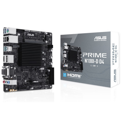 Мат.плата із процесором Asus PRIME N100I-D D4-CSM, N100 (4x3.4 GHz), 1xDDR4 SO-DIMM (Max. 16Gb), UHD Graphics, 1xSATA2, 1xM.2, 1xPCI-E 3.0 x1, 8x RTL8111G, 6xUSB3.2/4xUSB2.0, VGA/HDMI/DP, Mini-ITX
