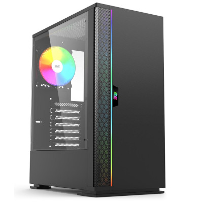 Корпус 2E Gaming SPARGO NEO (GX910N), Black, без БЖ, Mid Tower, для ATX / Micro ATX / Mini-ITX, макс. CPU - 160 мм / VGA - 300 мм, 1x120 мм ARGB, бічна панель із загартованого скла (2E-GX910N)