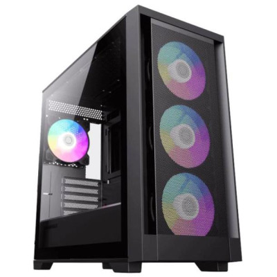 Корпус GameMax Defender Mesh Black, без БЖ, Mini Tower, Micro ATX / Mini ITX, 1xUSB 3.1, 2xUSB 2.0, 4x120 мм LED, 461x210х450 мм