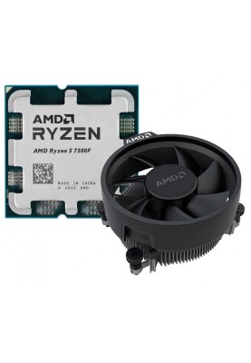 Процесор AMD (AM5) Ryzen 5 7500F, Tray + Cooler, 6x3.7 GHz (Turbo Boost 5.0 GHz), L3 32Mb, Zen 4, 5 nm, TDP 65W, розблокований множник (100-100000597MPK)