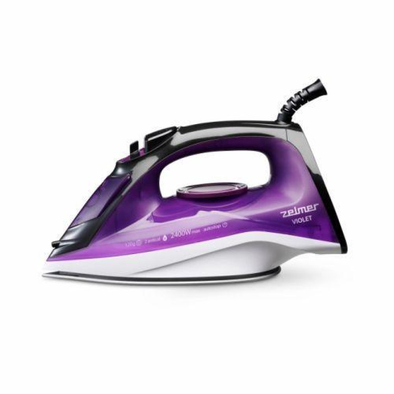 Праска Zelmer ZIR1515, Violet, 2400W, кераміка, паровий удар 120г/хв, постійна подача пари 30г/хв, резервур 280мл, вертикальне відпарювання, захист від накипу, антикрапля, автоматичне відключення