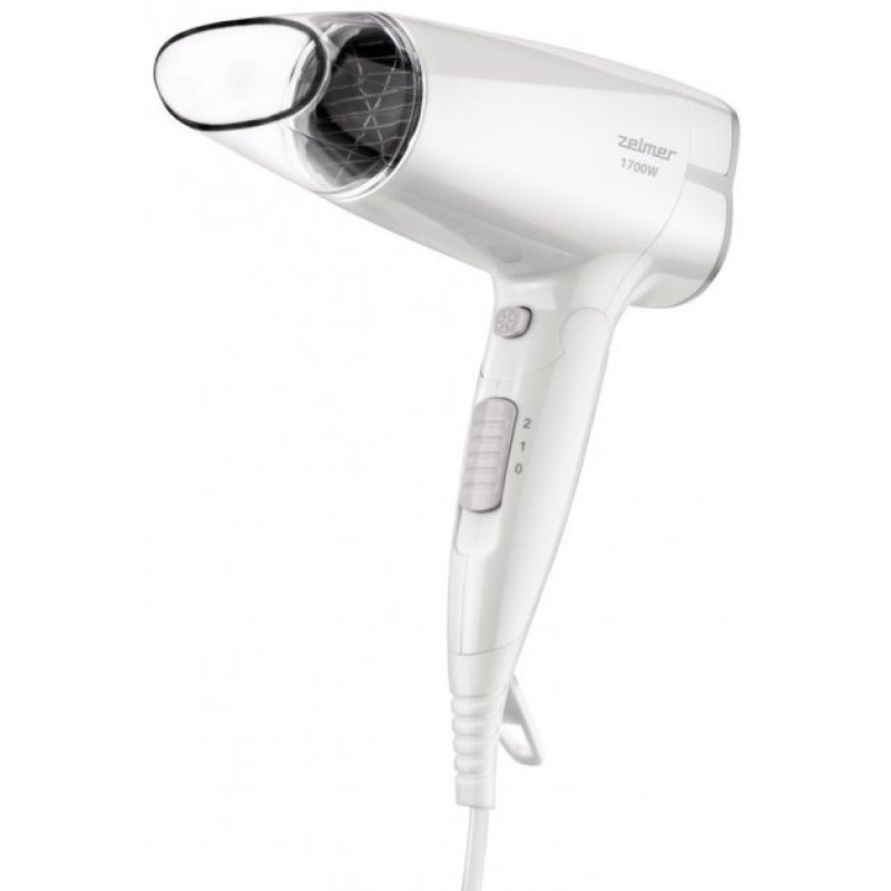 Фен Zelmer ZHD8320, White, 1700W, 2 швидкості, 2режими, подача холодного повітря, складна ручка, сопло-концентратор, двигун постійного струму