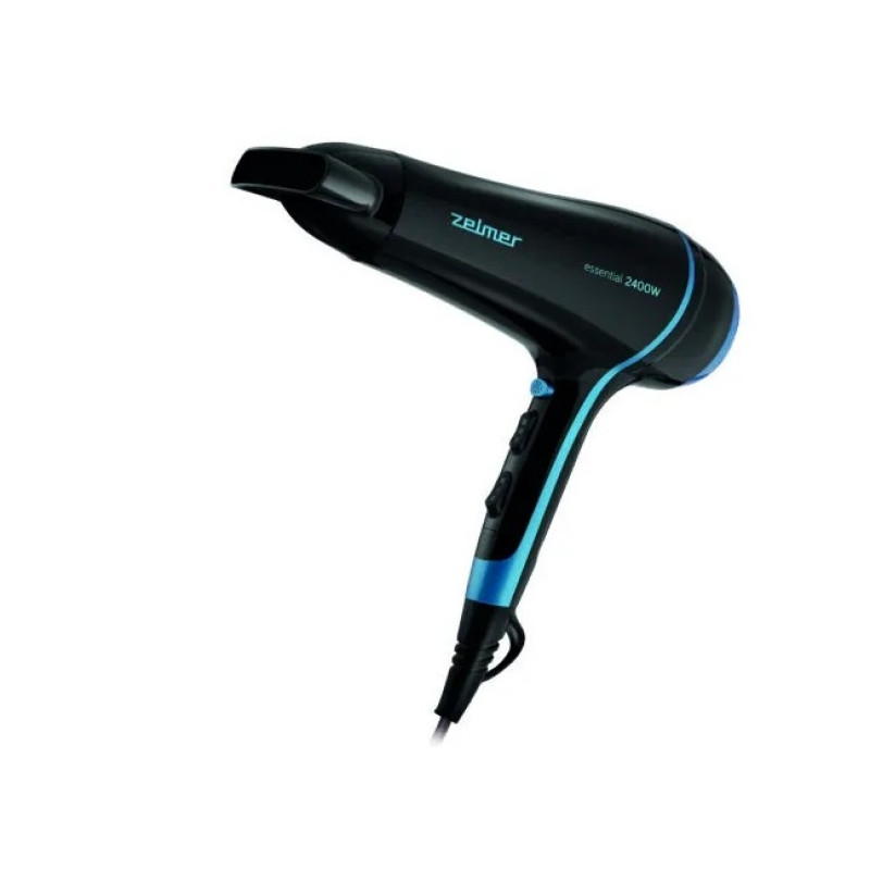 Фен Zelmer ZHD8350, Black/Blue, 2400W, 2 швидкості, 3 режими, подача холодного повітря, сопло-концентратор