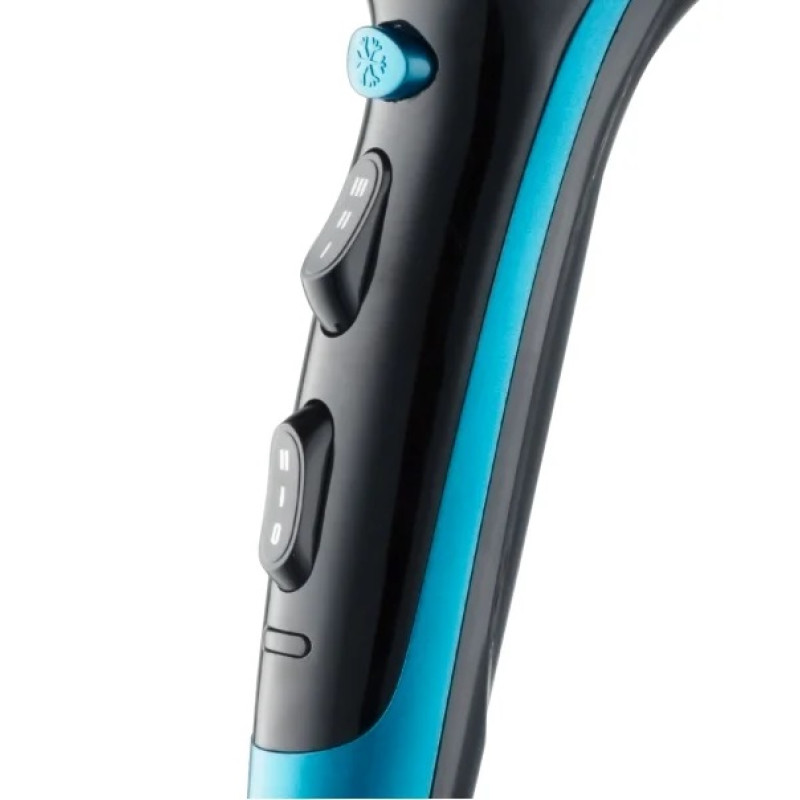 Фен Zelmer ZHD8350, Black/Blue, 2400W, 2 швидкості, 3 режими, подача холодного повітря, сопло-концентратор