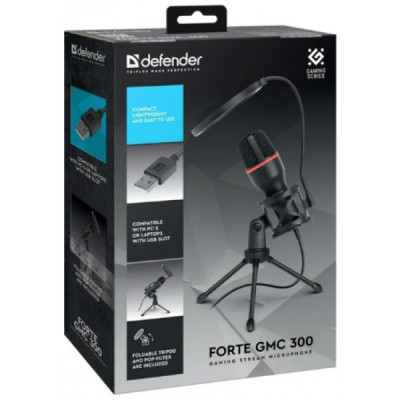 Мікрофон Defender Forte GMC 300 USB Black, кабель 1.5 м, iгровий стрім мікрофон