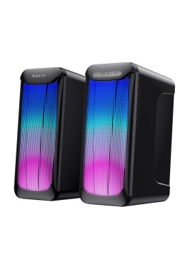 Колонки 2.0 Havit SK755BT, Black, 3.5 мм / USB / Bluetooth, 2x5 Вт, RGB підсвічування, пластиковий корпус, живлення від USB (HV-SK755BT)