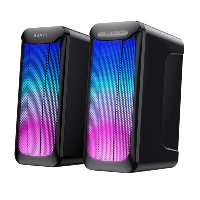 Колонки 2.0 Havit SK755BT, Black, 3.5 мм / USB / Bluetooth, 2x5 Вт, RGB підсвічування, пластиковий корпус, живлення від USB (HV-SK755BT)