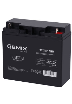 Батарея для ДБЖ 12В 18Ач Gemix GB1218 Black, 181х77х167 мм AGM