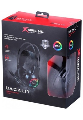 Навушники XTRIKE ME GH-709 Black, Mini jack 3.5 мм + USB, накладні, з мікрофоном, підсвічування RGB, кабель 2м