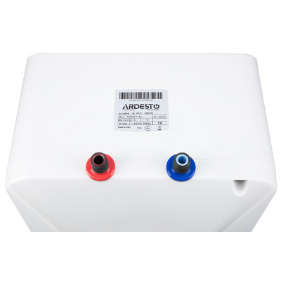 Водонагрівач Ardesto 15/3 (3100841), White, 1200W, 15л, мокрий ТЕН, вертикальний, керування механічне, над мийкою, прямокутний, подача води зверху, терморегулятор, захист від перегріву, індикатор роботи, 36x32.7x36см