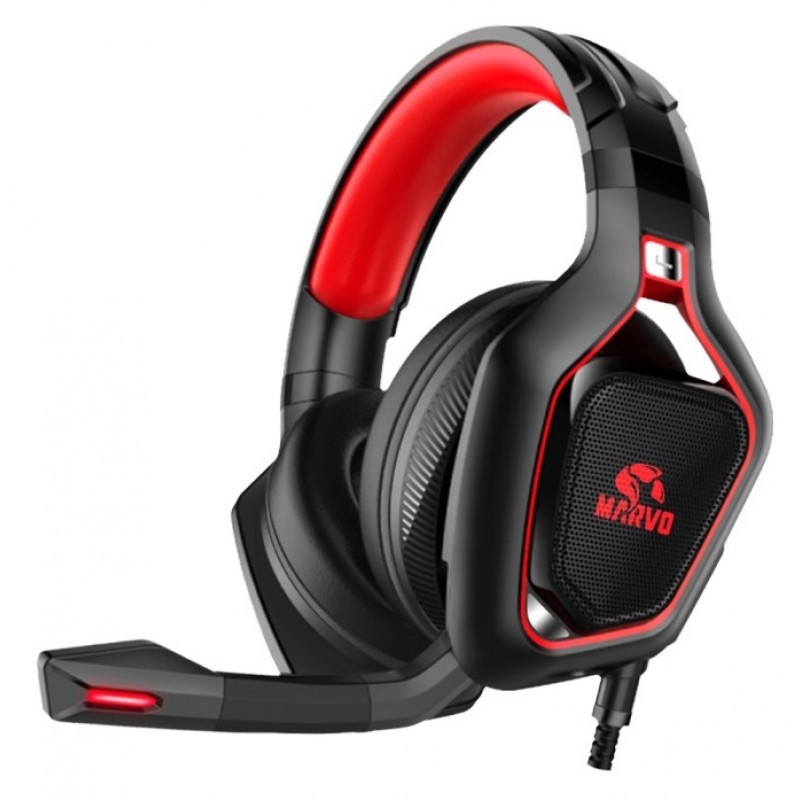 Навушники Marvo HG8960 PRO Black-Red, Red-LED, мікрофон, Mini jack (2x3.5 мм), USB, накладні, кабель 2.20 м