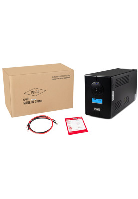 Джерело безперебійного живлення PowerCom INF-800AP Black, 800 ВА, 480 Вт, чиста синусоїда, 2 розетки, зовнішня батарея (12 В, 50 Аг – 200 Аг)