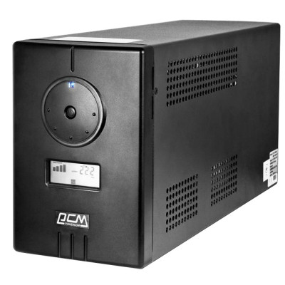 Джерело безперебійного живлення PowerCom INF-800AP Black, 800 ВА, 480 Вт, чиста синусоїда, 2 розетки, зовнішня батарея (12 В, 50 Аг – 200 Аг)